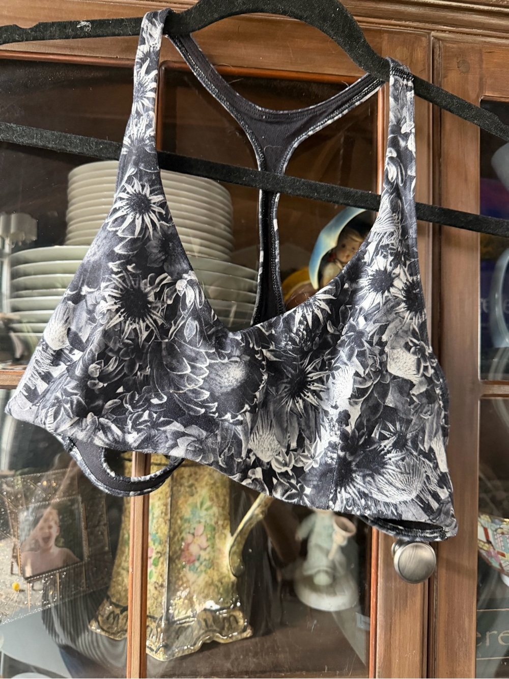 lululemon athletica Black & White Floral Racerback Bralette